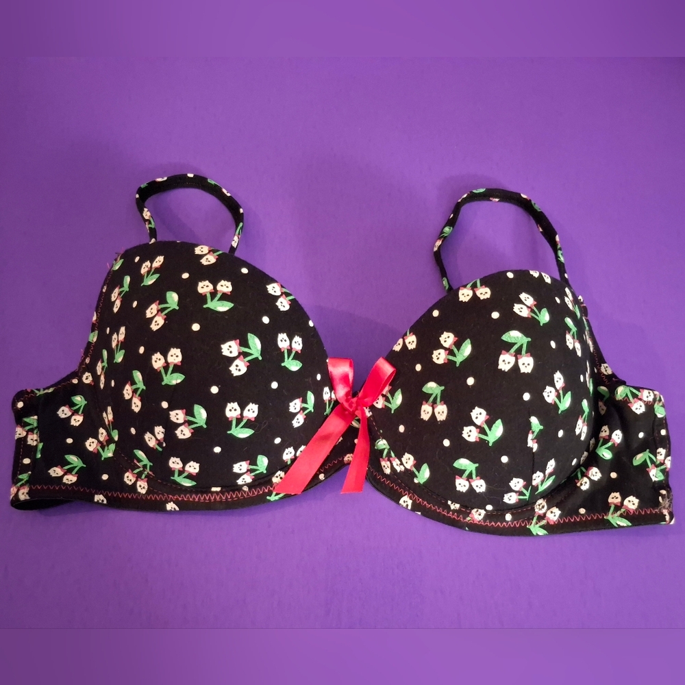 Hot Topic Morbid Threads Cherry Skull Bra
